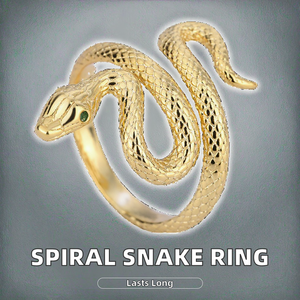 Anillo Abierto de Serpiente Retro ANENJERY, Chapado en Oro y Plata, Ajustable, Joyería Punk para Mujeres y Hombres, Regalo Delicado para Festivales - Product Image 2