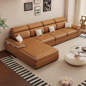 Ensemble de canapés en <span class=keywords><strong>cuir</strong></span> pour salon, mobilier de salon moderne, canapé noir en <span class=keywords><strong>cuir</strong></span> pour salon - Product Image 2