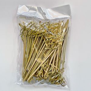 Fourchettes à fruits en <span class=keywords><strong>bambou</strong></span> créatives, ananas jaune, fraise rouge, jetables, biodégradables, 100/paquet, bâtonnets pour barbecue, cocktail - Product Image 6
