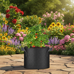 Pot en tissu multi-usages de 10 gallons en fibres végétales robustes avec poignées pour l'aération des racines - Product Image 1