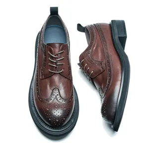 Sapatos de couro genuíno com logotipo personalizado, sapatos masculinos de couro genuíno