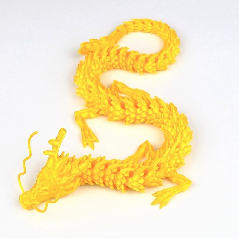 Dragon chinois en soie dorée 45cm