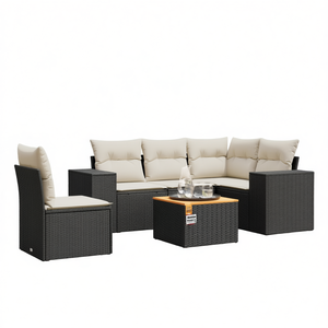 Set Divano da Esterno in Rattan Nero a 7 Posti, Arredamento Moderno per Giardino e Terrazza - Product Image 1