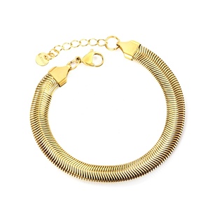 Trendy Fashion <b>Adjustable</b> 18k Gold Plated Tarnish Free Stainless Steel Snake Chain <b>Bracelet</b> Chunky Cuban <b>Bracelet</b> for Women - Product Image 5