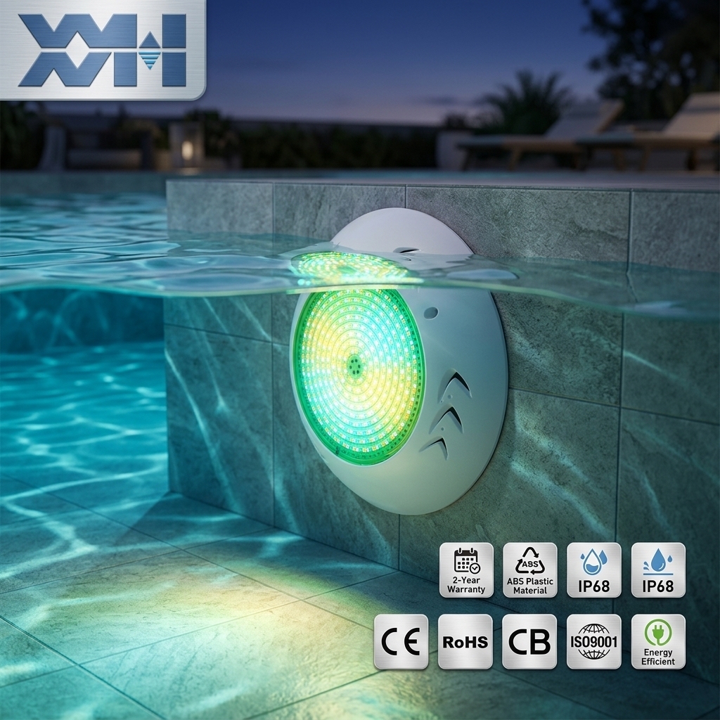 IP68 Waterproof ABS Plastic Round Lamp Energy Saving 12V Wall Mounted LED Swimming Pool Light with CE & RoHS Certificates