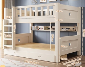 Wayon Modernes Massivholz Kiefern Kinderzimmermöbel Doppelstockbett mit Leiter und Aufbewahrungsschubladen - Product Image 6