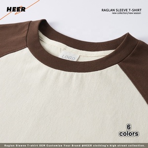 Raglan Tay Áo Tiêu Chuẩn Phù Hợp T-Shirt Màu Sắc Kết Hợp Chất Lượng Cao Tùy Chỉnh Thiết Kế Vòng Cổ Tees - Product Image 3