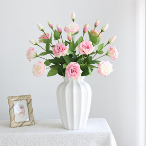 Fleur artificielle de Lisianthus en soie à 2 têtes, décorative romantique pour la maison et les mariages, haute simulation, durable - Product Image 1