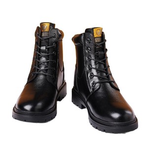 Bottes Martin pour homme, bout rond, en cuir, avec doublure en fourrure, semelle en caoutchouc isolante, bottes de travail tendance - Product Image 5