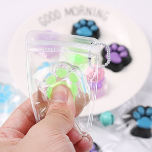 Taba <b>Squishy</b> Jelly <b>Cat</b> Paw Squeeze Toy Translucent Soft TPR Maltose Feeling Washable Assorted Color Fidget for Boutique Gift - Product Image 4