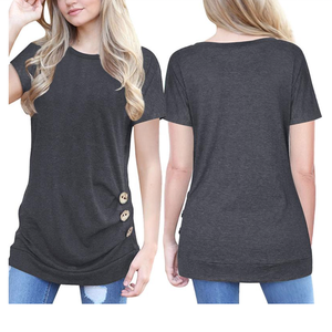 เสื้อผ้าสตรีในยุโรปและอเมริกาสไตล์ร้อนเสื้อยืดย์ลําลองบริการ OEM ผู้ใหญ่ถักเสื้อยืดสั้นผู้หญิงธรรมดา - Product Image 2