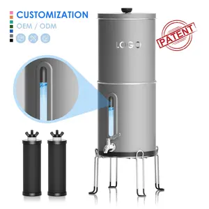 New Design 304 Stainless Steel Counter Top Water Filter Remove Chlorine Stainless Steel Gravity Water Filter