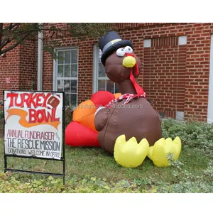 Hoge Kwaliteit Led Licht Gigantische Thanksgiving Kalkoendecoratie Opblaasbaar