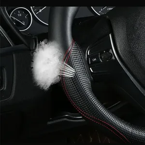 <span class=keywords><strong>Funda</strong></span> de Cuero Genuino <span class=keywords><strong>para</strong></span> <span class=keywords><strong>Volante</strong></span> de Coche de 38 cm, Cubierta Antideslizante <span class=keywords><strong>para</strong></span> las Cuatro Estaciones, Accesorios Interiores - Product Image 5