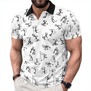 Chemise Homme à Manches Courtes avec Logo Frontal, Boutons, Marquée, Respirante, Séchage Rapide, Tricotée 100% Polyester, Design à Franges, Coupe Décontractée Classique - Product Image 4