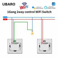 Éclairage intelligent Wi-Fi 2,4 GHz à commande vocale pour couloir d'escalier et chevet, avec panneau en verre trempé standard UE transfrontalier et interrupteur à double commande