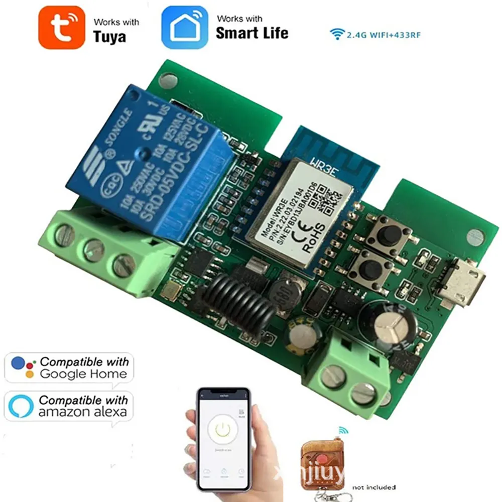 TuyaスマートWIFIスイッチモジュール1ギャングドアオープナーリレー1CHリレー (RF433付き)