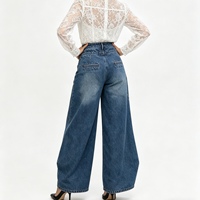 Pantalones Vaqueros Anchos Asimétricos con Corte Cruzado para Mujer, con Falda Superpuesta Desmontable, Moda Sehe