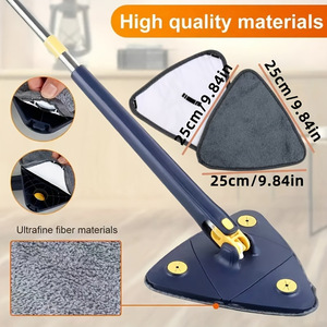 Serpillère rotative à 360 degrés, réglable, en microfibre épaisse torsadée, ensemble de chiffons triangulaires pour le nettoyage des sols, des fenêtres et des plafonds - Product Image 2