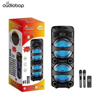 Système de sonorisation karaoké avec caisson de basses de 12 pouces, haut-parleur sans fil LED, microphone, double lecteur de carte, 2400 mAh