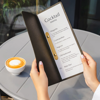 Couvertures de menu de restaurant en cuir PU durables et réutilisables et écologiques avec support de menu élégant imprimé de logo personnalisé