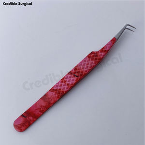 Logo personnalisé professionnel nouveau Design pince à épiler Extension de cils en acier inoxydable pointu haute en plastique outil de beauté poignée en coeur - Product Image 5