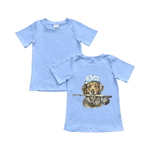 T-shirt pour bébé garçon à manches courtes avec imprimé chiot bleu personnalisé BT1765, vêtements d'été pour enfants - Product Image 1