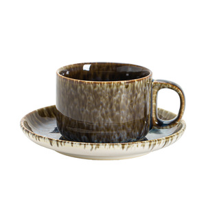 Ceramic Coffee <b>Cup</b> Saucer Set High Aesthetic Value Colorful Glazed Creative Kiln-Turned Modern Minimalist Design Party Gift - Product Image 5