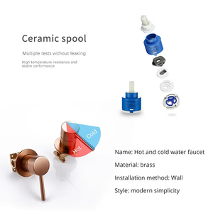Ensemble de douche mural en acier inoxydable doré rose, mitigeur thermostatique chaud/froid, jet de douche doux et massant - Product Image 4