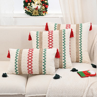 Taie d'oreiller carrée en coton polyester teint en fil de noël salon canapé décoration de noël housse de coussin