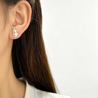 Boucles d'oreilles clous en argent 925 plaqué rhodium blanc, forme gourde, double perle d'eau douce ronde de qualité AAA, 4 mm et 5 mm