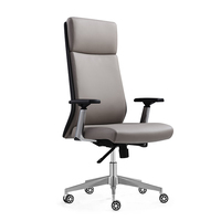 Chaise de bureau pivotante de direction en PU gris à dossier haut, design moderne et élégant, fabriquée en Chine
