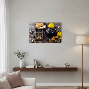 Printed Canvas Wall Art: Elegant Lemon & Teapot Decor,<b>WRAPPED</b> CANVAS - Product Image 3