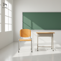 Ensemble Chaise et Bureau Étudiant de Haute Qualité du Fabricant – Cadre en Bois Massif et Métal, Tablette d'Écriture Portable, Filet Porte-Livres pour Salle de Classe et Salle d'Étude