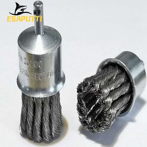 Alta calidad Industrial 6mm diámetro del vástago Acero inoxidable 304 alambre 20mm forma de pluma de cepillo amoladora de extremo de alambre prensado para taladros eléctricos - Product Image 6