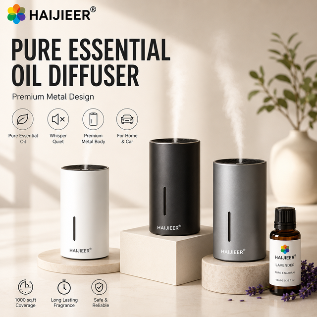 Vehicle Aroma Diffuser Metal Car Fragrance Diffuser Waterless Essential Oil Air Freshener Portable Nebulizing Scent Machine