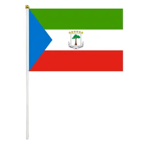 5.6X8.4 Inches Hand Waving Equatorial Guinea Flag Polyester Custom Shaking Flag