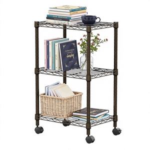 MZG Étagère à 3 niveaux en métal marron, en acier au carbone, pour rangement et présentation, idéale pour cuisine, maison, bureau, chambre, salon, salle de bain - Product Image 1