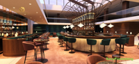 Comptoir de bar de luxe personnalisé, design moderne, comptoir de bar commercial pour hôtel, salon, concept de bar à cocktails 3D élégant
