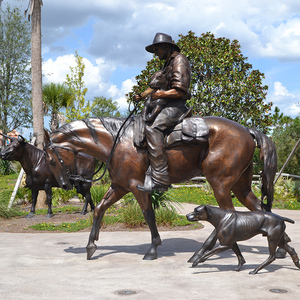 Statua di Cavallo a Grandezza Naturale in Ottone e Bronzo, Scultura Artistica Antica per Giardino, Decorazione da Esterno, Statua di Cowboy - Product Image 4