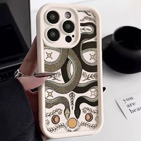 Coque de protection pour téléphone portable au design esthétique populaire avec deux serpents jouant avec des perles pour iPhone 11 12 13 14 15 16 17 18 Pro Max