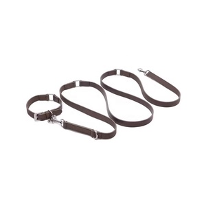 Multifunktionales Hundeleinen-Set mit Einfarbigem Muster zum Umhängen, Verstellbares Trainingshalsband aus Kunstleder mit Freihand-Hundetrainingsleine - Product Image 3