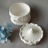 Boîte à bijoux en plâtre en forme de carrousel animalier, boîte à bougie parfumée avec couvercle, diffuseur de pierres, récipient décoratif blanc vierge