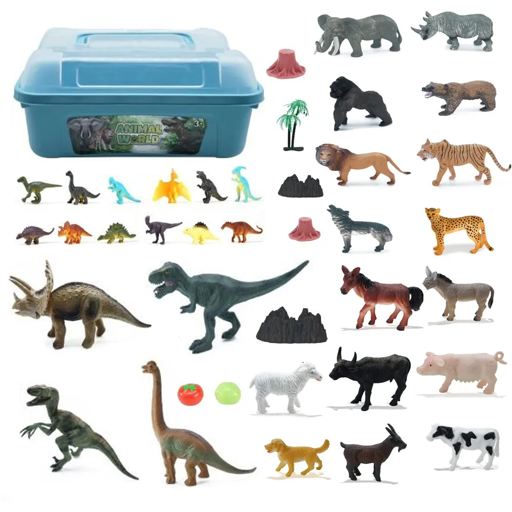 Figuras de animales salvajes de 6 pulgadas para niños, juguetes con estera de juego