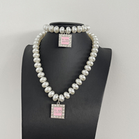 Bracelet-collier TLOD Sorority avec breloque en émail rose et strass, imitation perles, bijoux pour les membres, cadeau pour les femmes