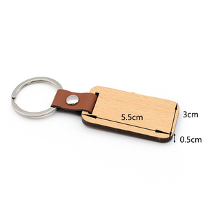 Individuelles LOGO Großhandel Handgefertigter Rechteckiger Holz-Schlüsselanhänger Günstiger Runder Leder-Schlüsselanhänger - Product Image 3