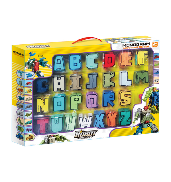 2024 Hot Sale Assembled Robot Toy Letter Deformation Toys Set Plastic Transformation Robot Transformed Car Toys for Kids