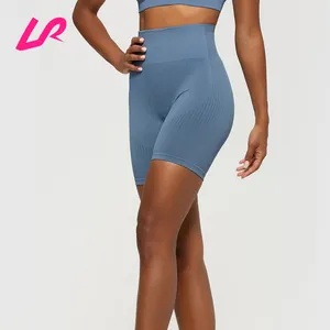 Wholesale Custom Women Plain Spandex Breathable No Front Seam Butt Lift Seamless Biker Shorts