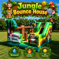 Château gonflable commercial à thème animalier safari avec toboggan et souffleur pour enfants, idéal pour les fournisseurs et usines