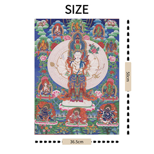Réplique de Thangka bouddhiste : Portrait de Guanyin à mille mains, collection muséale, <span class=keywords><strong>toile</strong></span> écologique carrée anti-UV - Product Image 2